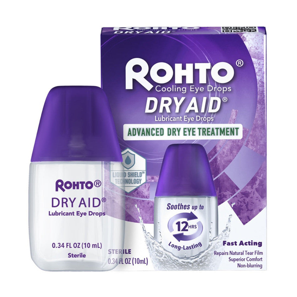 Rohto Dry Aid Dry Eye Relief Lubricant Eye Drops, 0.34 Oz